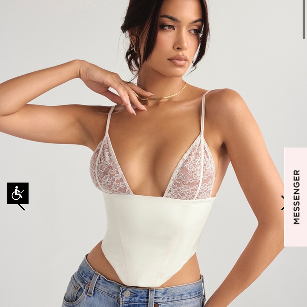 House of CB Emilee Ivory Satin and Lace Corset